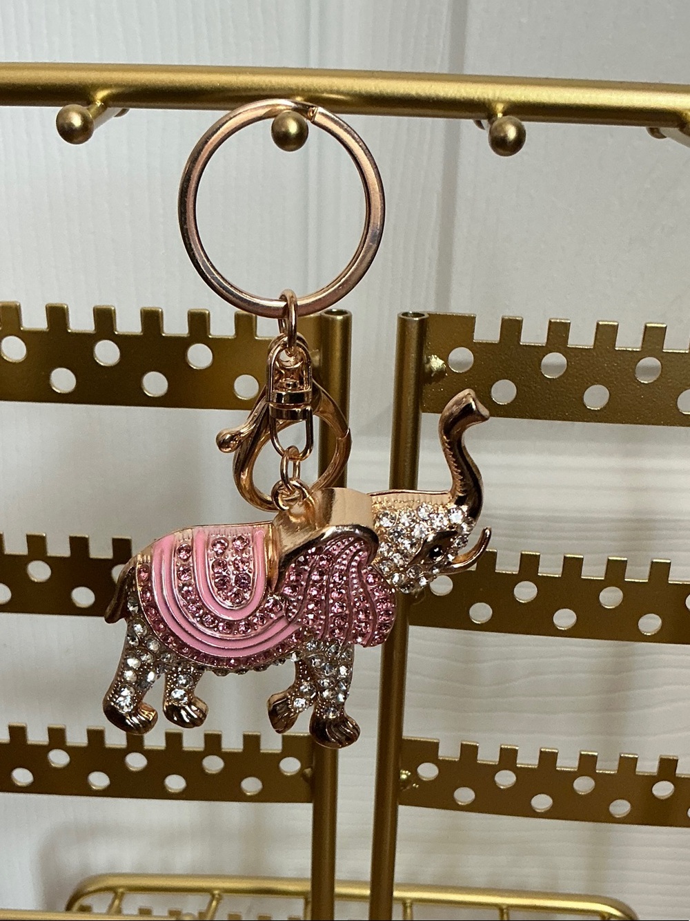 Pink Crystal Elephant Keychain - Women Accessories